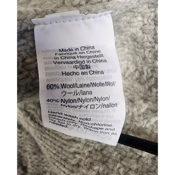 J Crew Cable Knit Patchwork Wool Blend Round Neck Long Sleeve Sweater Gray XXS - Picture 10 of 10